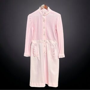 Leslie Fay Vintage Deadstock Dress size 12 - 16 in light pink ribbed Polyester